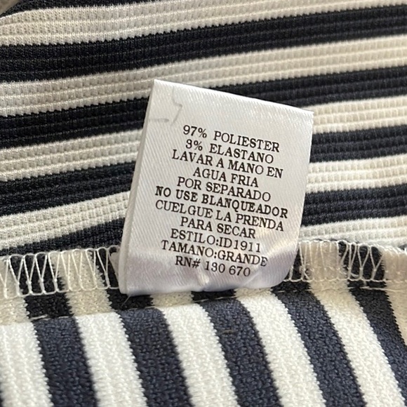 Bniina Navy Striped Plunging Neckline Mesh Insert Sleeveless Bodycon Dresses - Picture 9 of 9